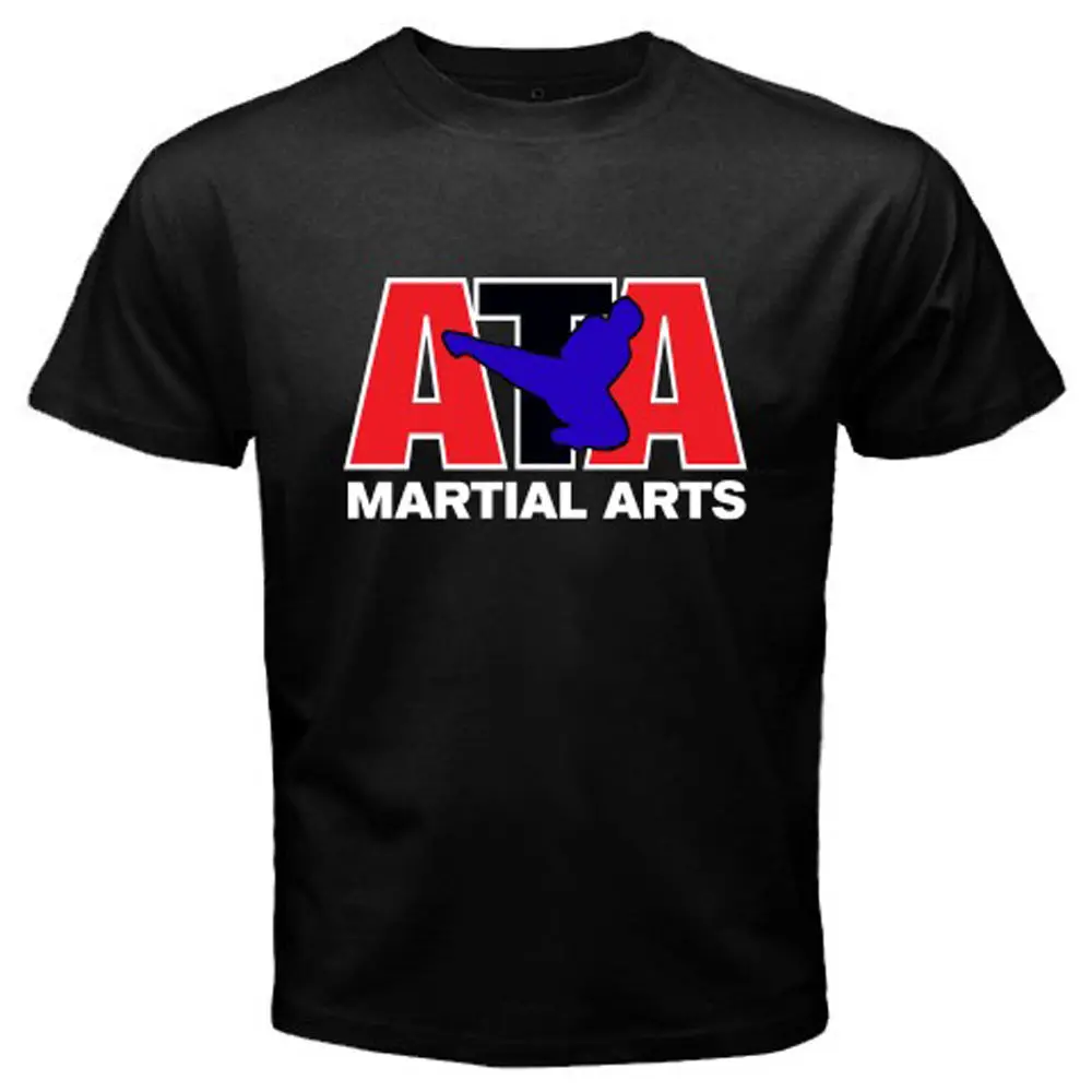 New ATA Taekwondo Martial Artser Logo Men's Black T Shirt Size S to 3XL