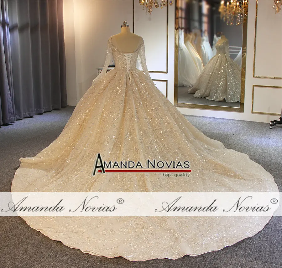 Vestidos de novia Сверкающее бисерное кружевное свадебное платье