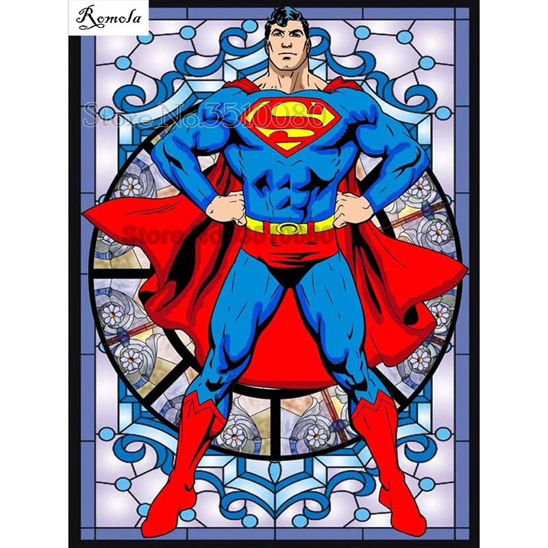 

Full square room decor Embroidery 5D Diy diamond paintings Cartoon Superman 3D Cross stitch kits mosaic stickers RS2642