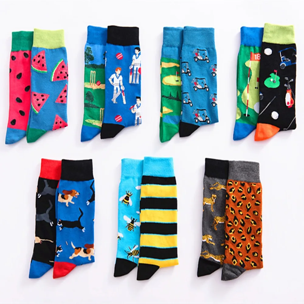 Для мужчин прохладный Happy Socks AB животного Sokken Теплые Свадебные экипажа носки красочные длинные смешные носки хип-хоп пара подарки Chaussette homme