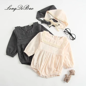 

High quality cotton newborn baby autumn jumpsuit thin section long sleeve princess autumn clothes female baby triangle clothes