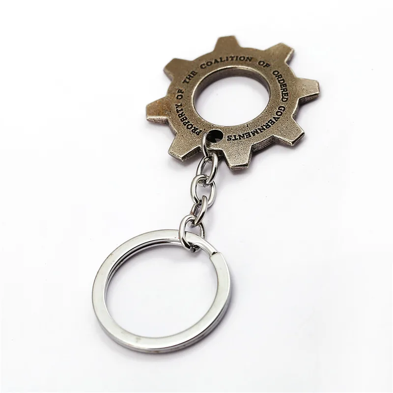 Hot Game Gears of War Keychain Gear Wheel Model Key Ring Holder Metal Alloy Chaveiro Men Jewelry