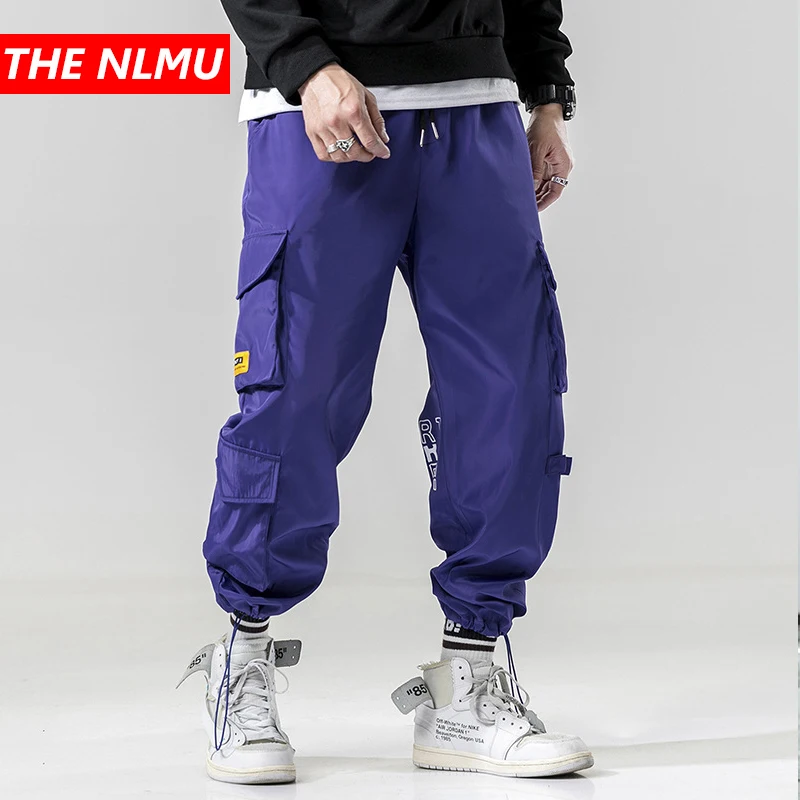 

Mens Pocket Cargo Baggy Pants Men Fashion Streetwear Loose Pant Summer 2019 Hip Hop Casual Trousers Joggers Male Purple WG327