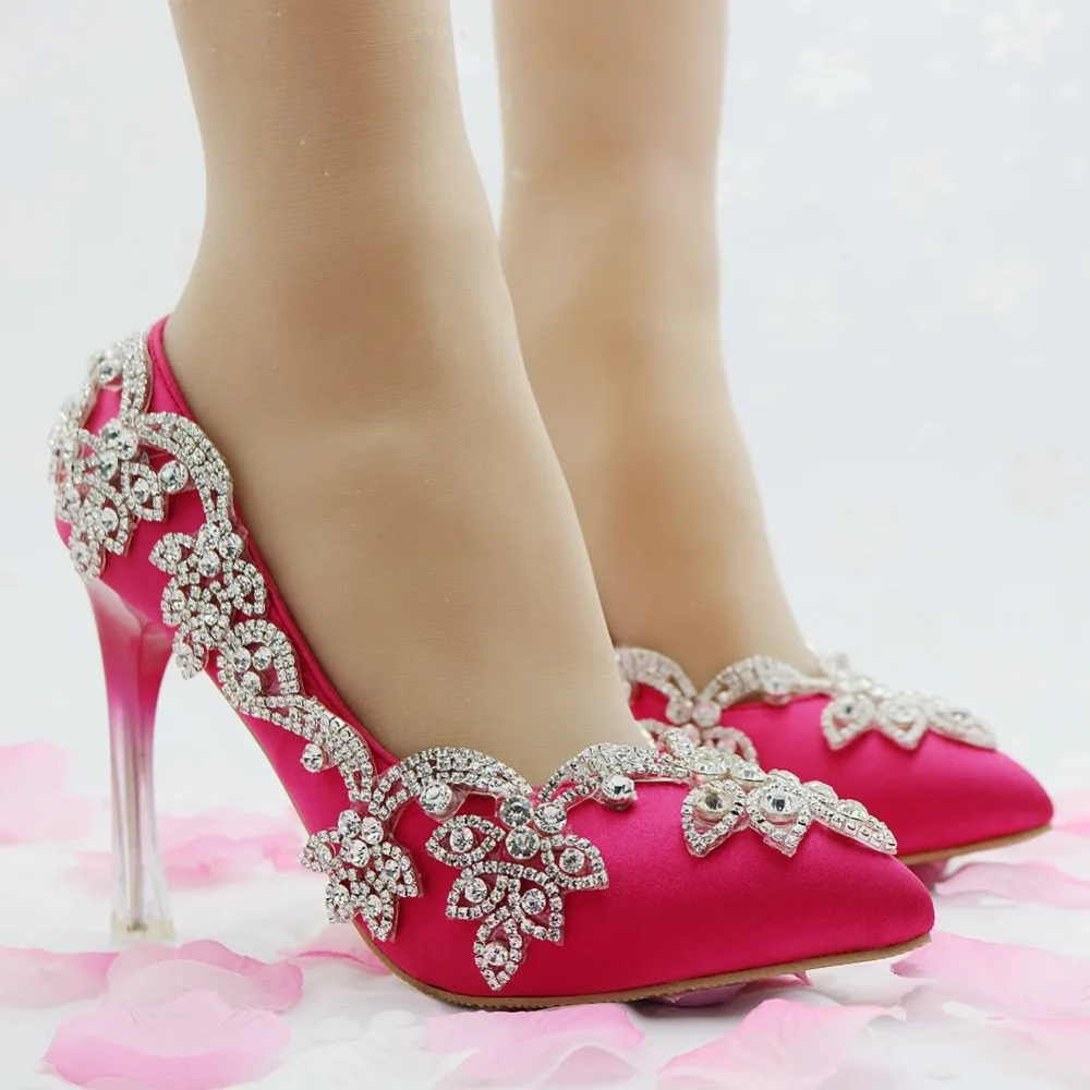 Rhinestone Elegant Heels Pointed Toe Wedding Shoes High Heels Invisible ...