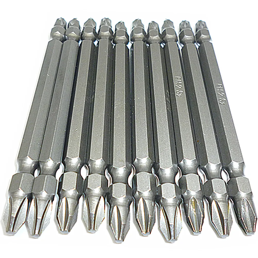 10pcs Impact Phillips Head Ph2 100mm Power Insert Bits Double Ended