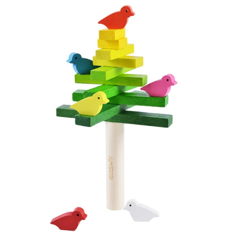 

Wooden Stacking Block Bird Balance Beam Toy Puzzle Building Blocks Children Early Education Kids Gift