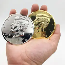 Серебро/золото цвет Jumbo Magic Монета полдоллара 73 мм одежда высшего качества Волшебные трюки волшебный трюк