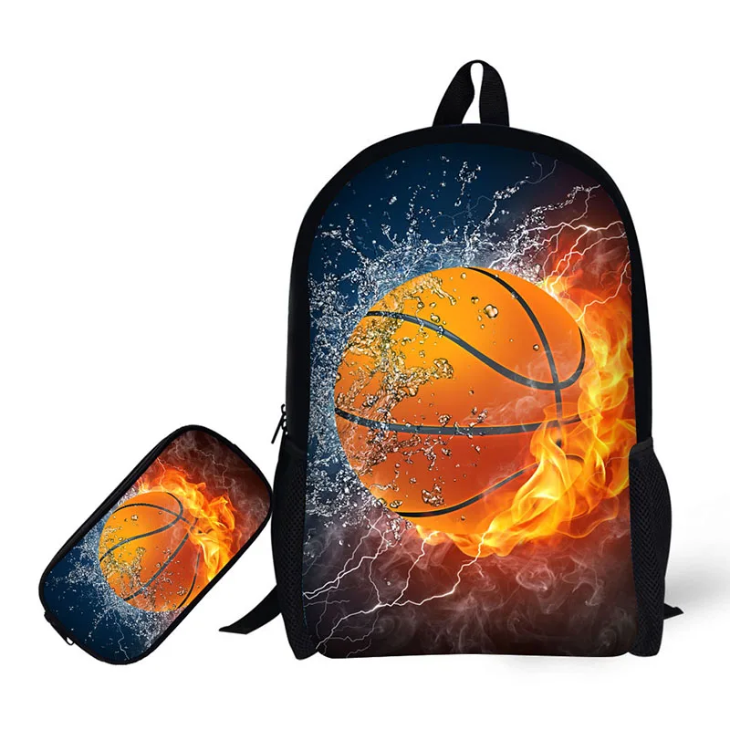 

17 inch School backpack fancy football basketball Pattern Series boys girls school shoulder bag and pencil case smart school