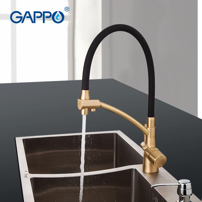 GAPPO Black Water Filter Kitchen Sink Faucet Mixer Crane Taps 360