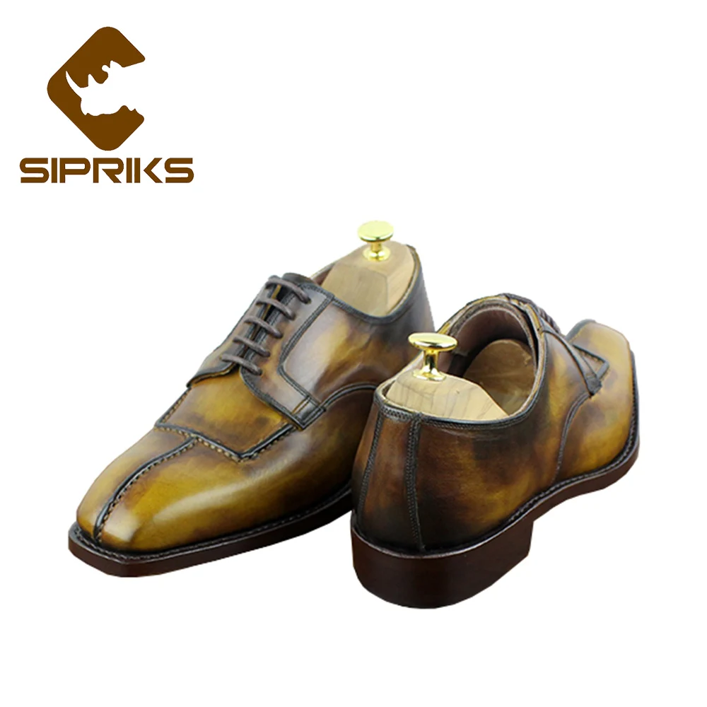 Retro Goodyear Piel Diseño Superior patina Bespoke Sipriks Negro A Italiano Pintado Calidad De Welted Mano Boda Becerro Zapatos Importada Vestido Oxofrds pTqwI0