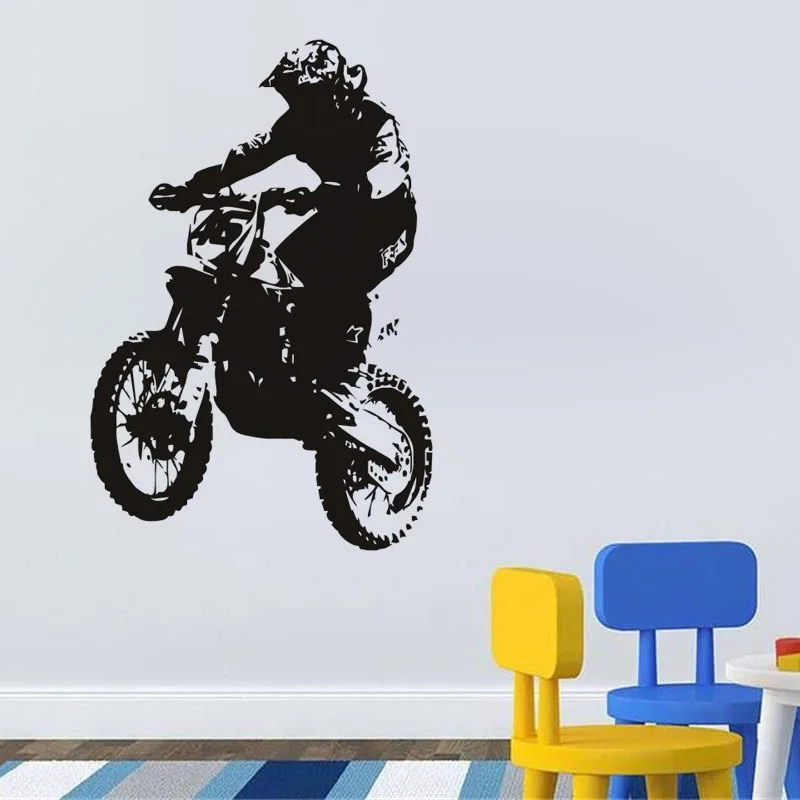 

Black Motocross Wall Sticker Creative Moto Bike for Living Room Bedroom Home Decoration Accessories Removable Vinyl Wall Sticker