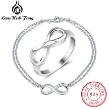 Infinity Love 925 пробы, серебряные Ювелирные наборы для женщин, свадебные аксессуары, женские браслеты из колец, набор ювелирных изделий(Lam Hub Fong