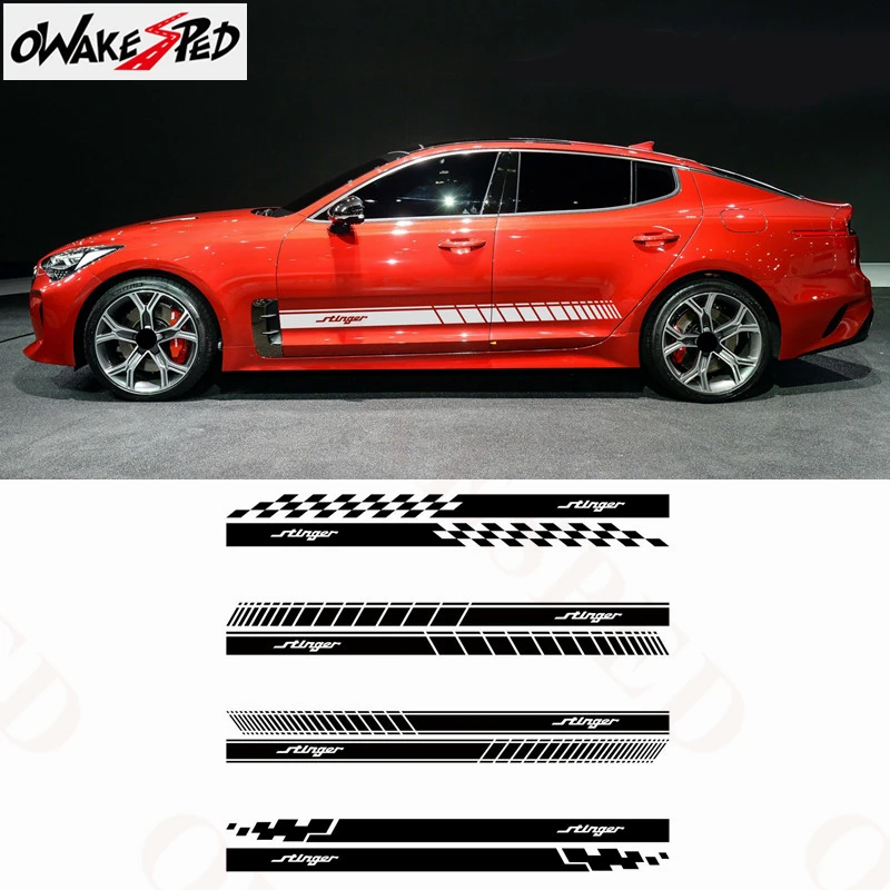 

Racing Lattices Graphics Sticker Car Sport Stripes Auto Door Side Skirt Vinyl Decals For KIA Stinger GT GTS