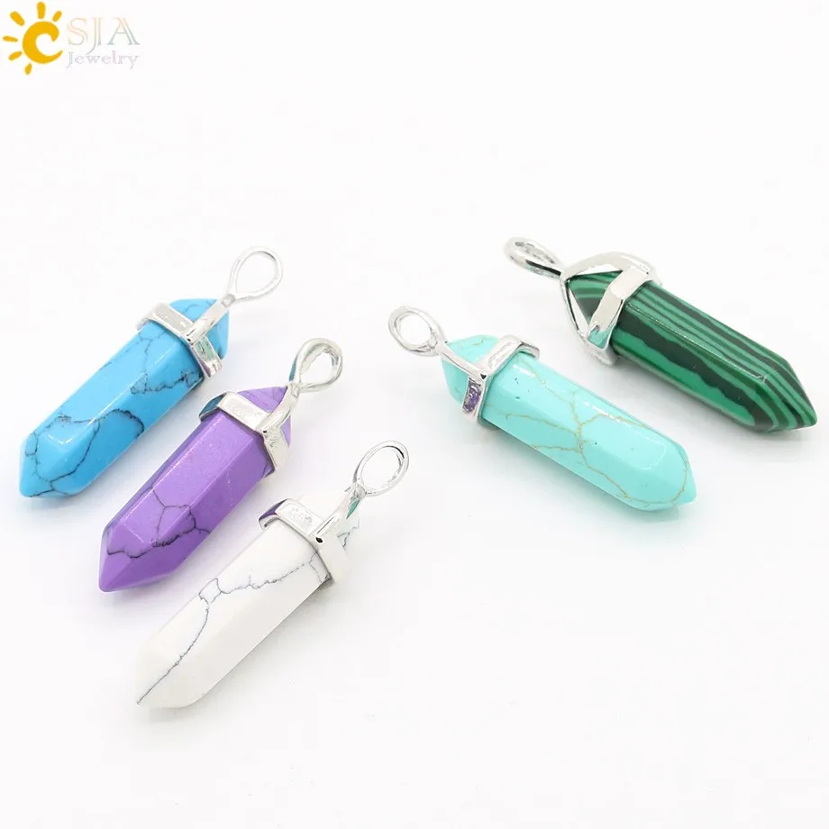 Bullet Shape Imitation Malachite Turquoise Pendants