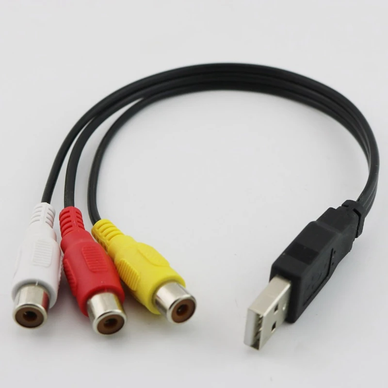1 шт. Usb штекер в 3 Rca Женский адаптер аудио конвертер видео Av A/V кабель для Hdtv Tv
