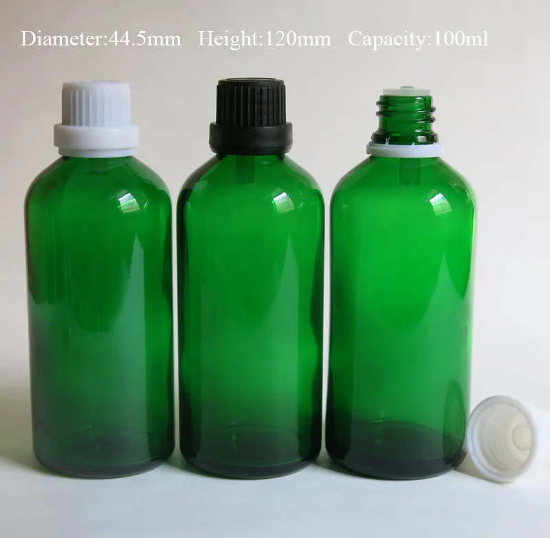 

100Pcs/Lot 100ml cylinder glass essential oil bottle dropper Essential oil bottle / aromatherapy green glass bottles