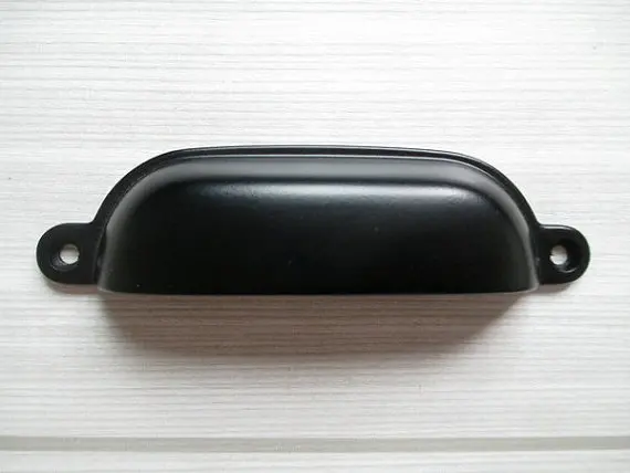 Retro Black Drawer Pull Dresser Pulls Handles Hardware Shell Cup Bin Classic Cabinet Knob Kitchen Cupboard