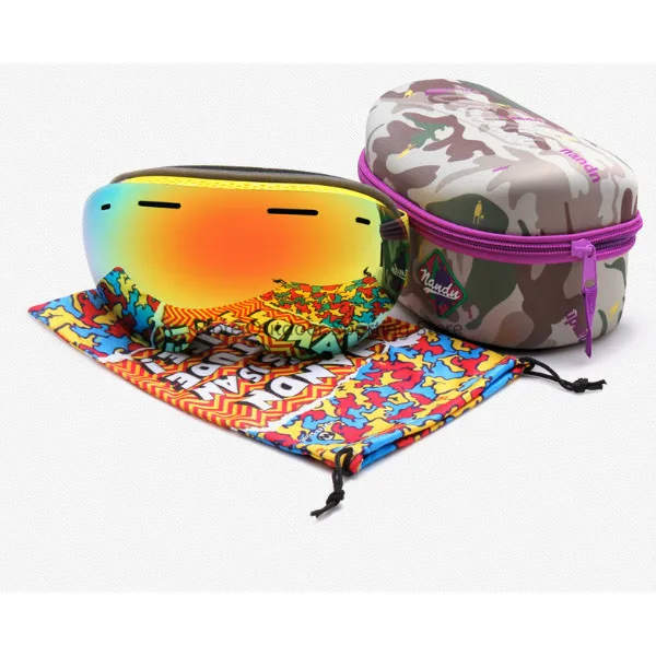 Мужские и женские лыжные очки, лыжные очки, без полей, двухслойные, UV400, анти-туман, большая Лыжная маска, очки для катания на лыжах, сноуборде - Цвет: Yellow Gold
