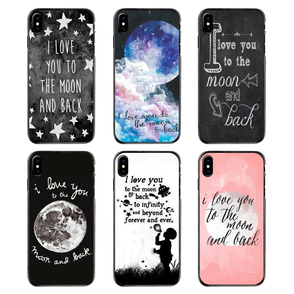 С надписью I Love You To The Moon And Back (мама я тебя арт жесткий кожаный чехол для телефона