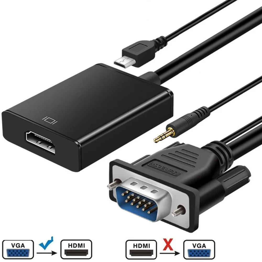 Переходник VGA папа HDMI мама с аудиовыходом 3 5 мм 1080P|vga to hdmi converter|vga hdmivga |