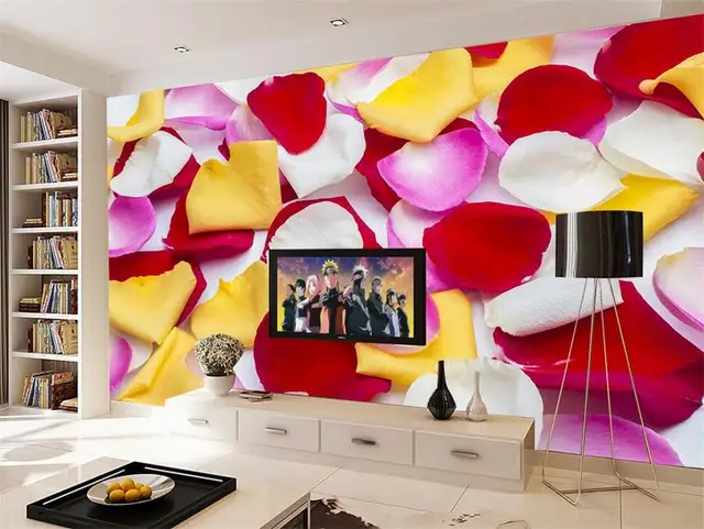 wallpaper 3d hd photo large mural decor room backdrop photographic dream pink rose petals restaurant modern
