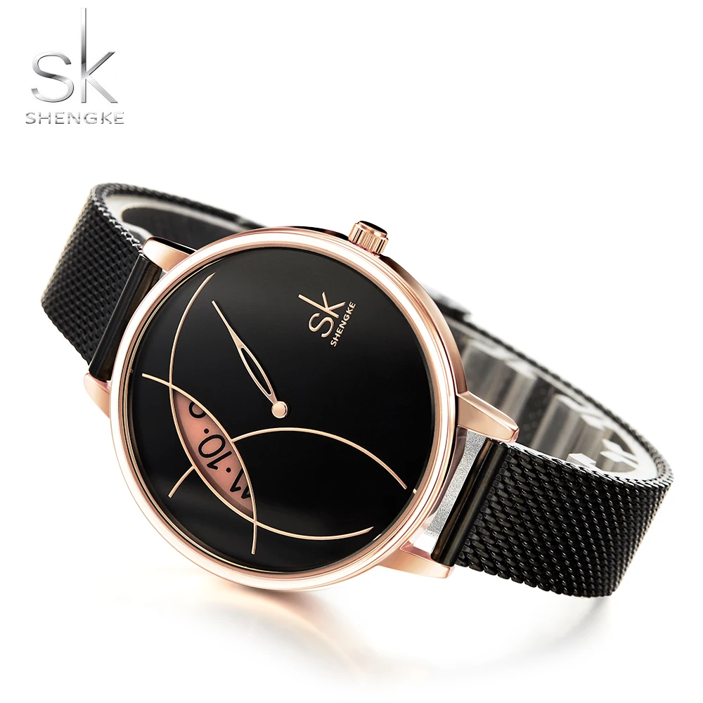 Shengke, креативные женские часы из нержавеющей стали, супер тонкие, модные, стильные, дизайнерские, Reloj Mujer, женские часы, Relogio Feminino