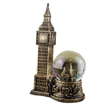 

Vintage Building London Big Ben Crystal Ball with Light Ornaments Creative Figurines Home Decoration Resin Crafts Birthday Gifts