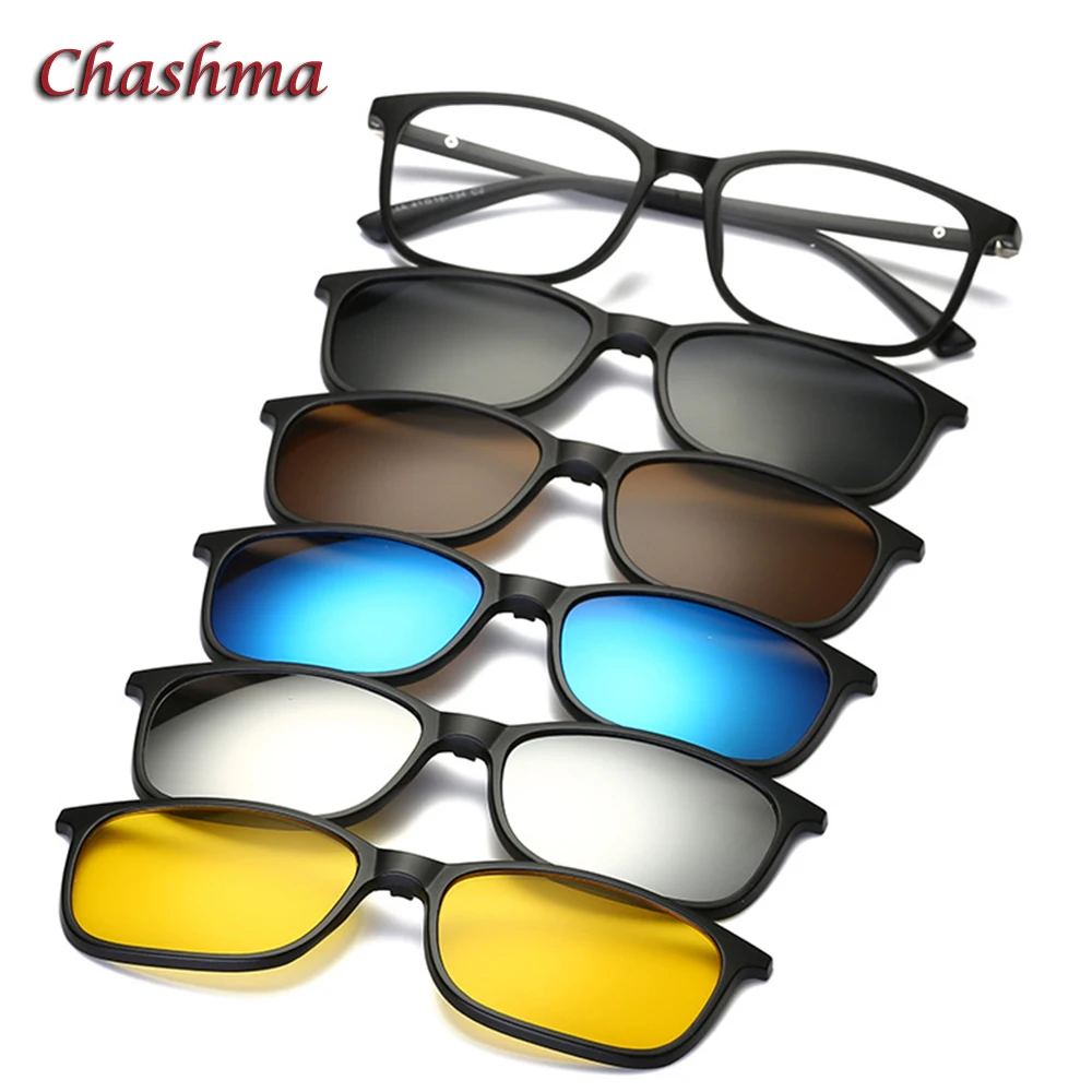

Chashma Brand 5 Clips Sunglasses Male Glasses Frame Polarized Sun Glasses Frames Black Frame Eyeglasses Female Magnet Clips