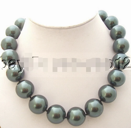 

20mm Peacock Black Sea Shell Pearl Necklace AAA style Fine Noble real Natural (C0309)