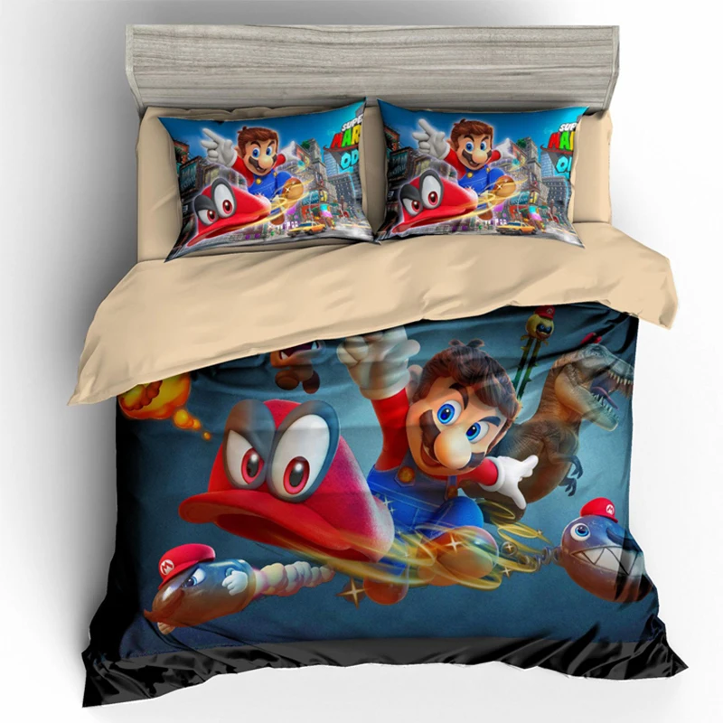 

WAZIR Cartoon Mario Printed bedding set 10 Size comforter bedding sets One Piece bedclothes bed linen duvet cover Pillowcases
