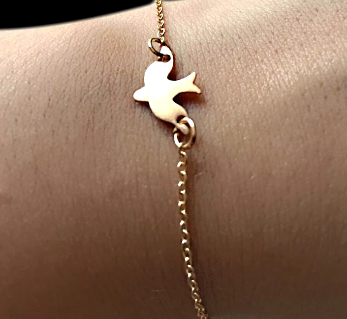 

FLTMRH Fashion 1PC Hot Peace Dove Golden Silvery Sweet Romantic Women Lady Girl Trendy Bracelet Popular Jewery