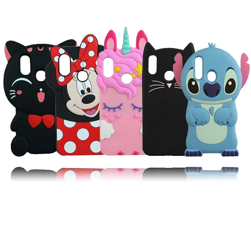 

For Xiaomi Mi A2 Lite Unicorn Minnie Stitch Cat Ice Cream 3D Phone Case Back Cover Skin Cases For Xiaomi Redmi 6 Pro