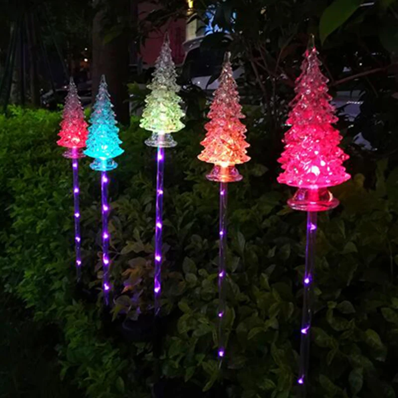 Christmas Tree LED Solar Lamp Powered Ground Light LED Solar Power Light Under Ground Lamp Outdoor Garden Decking Lawn Lamp fall out boy from under the cork tree