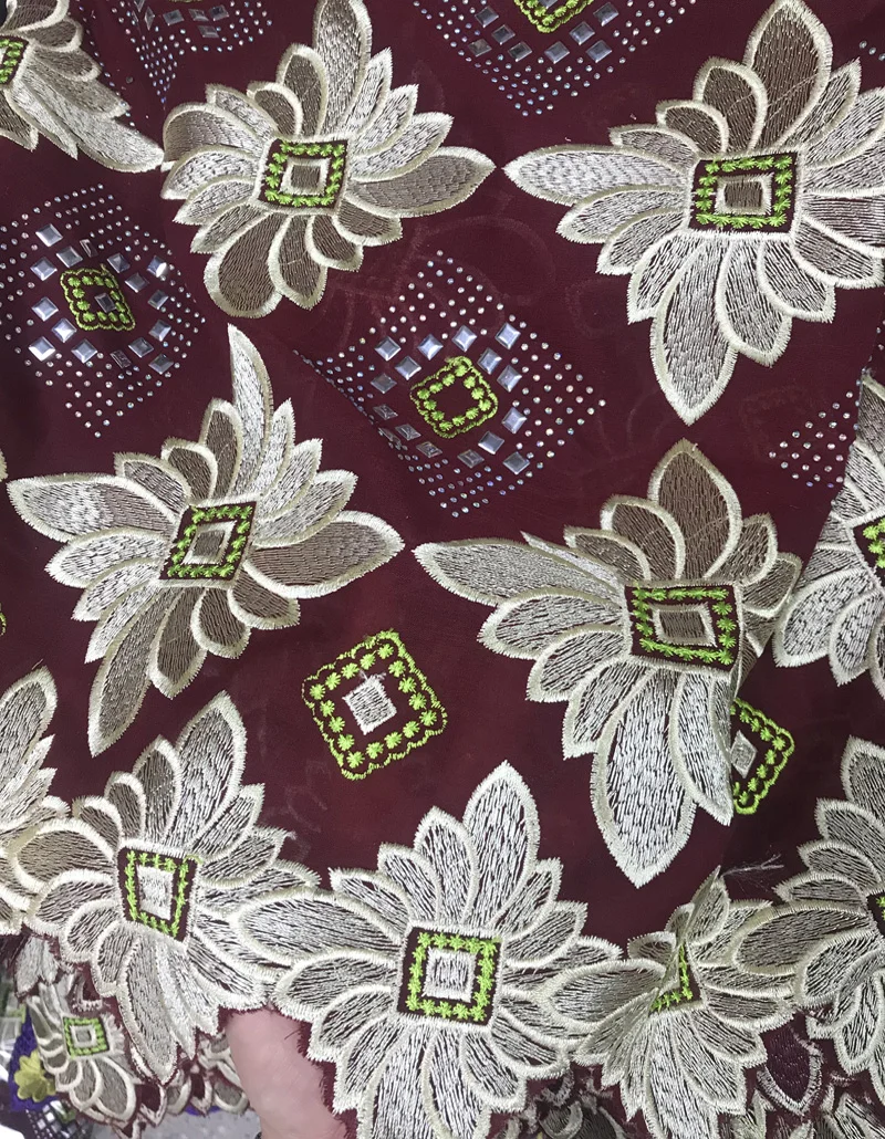 

(5yards/pc) high quality wine color Swiss voile lace fabric fantastic embroidered African cotton lace for party dress CLS176