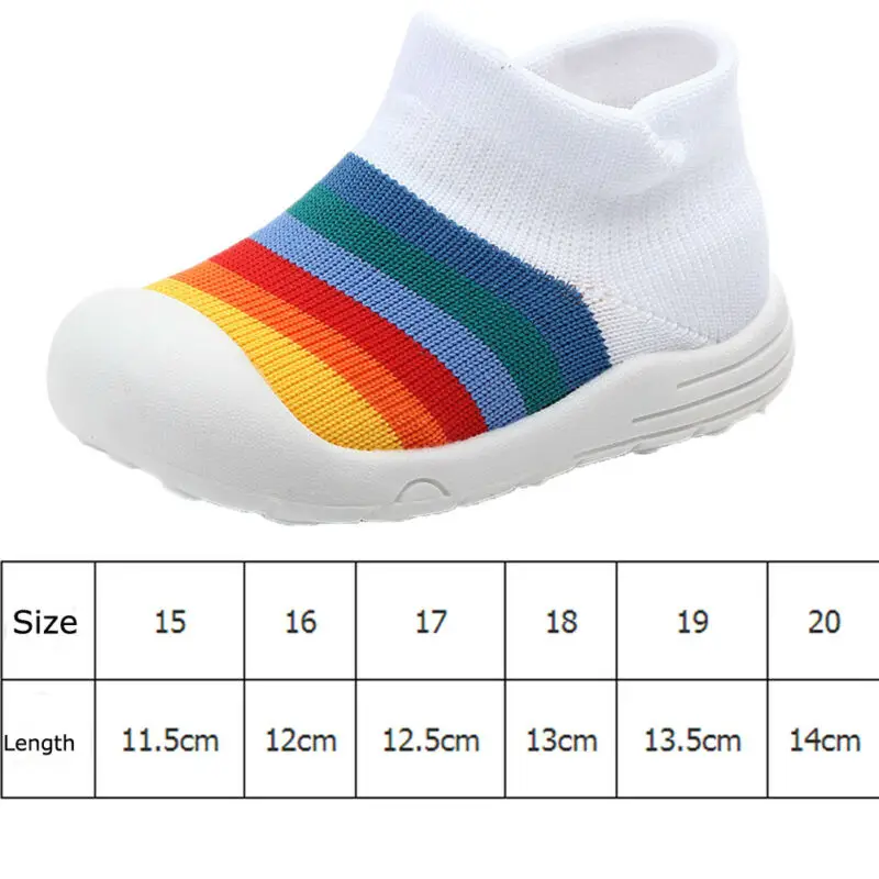 Lovely Baby Girl Boy Casual Cotton First Walkers Shoes Rainbow Color Striped Anti Slip Newborn Baby Boy Crib Shoes