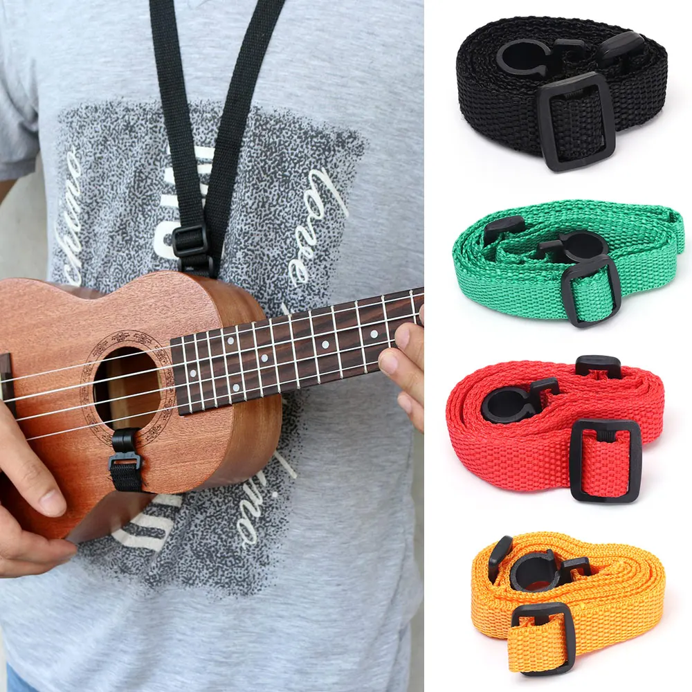 

1PC Universal Adjustable Nylon Ukulele Strap Guitar Hang Neck Music Instrument Straps Sling With Hook Durable Guitar Accessories