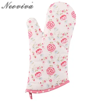 

Neoviva Lovely Heat-Resistant Quilting Oven Mitts for Adult Women Set of 2 Floral Prism Pink Microwave Gloves for the Kitchen