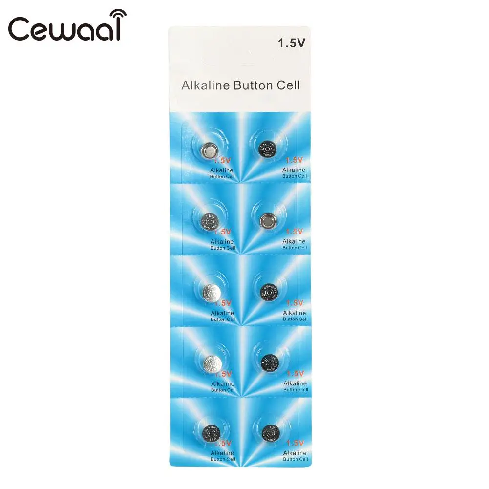 

Cewaal 10pcs/Set LR41 Button Battery 35mAh 1.5V Car Remote Camera New Premium