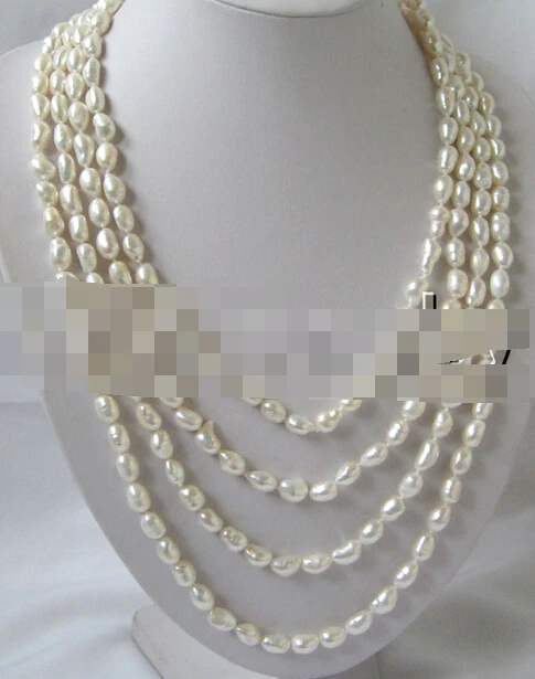 

huij 002291 100" 9 - 11mm natural white baroque freshwater pearl necklace