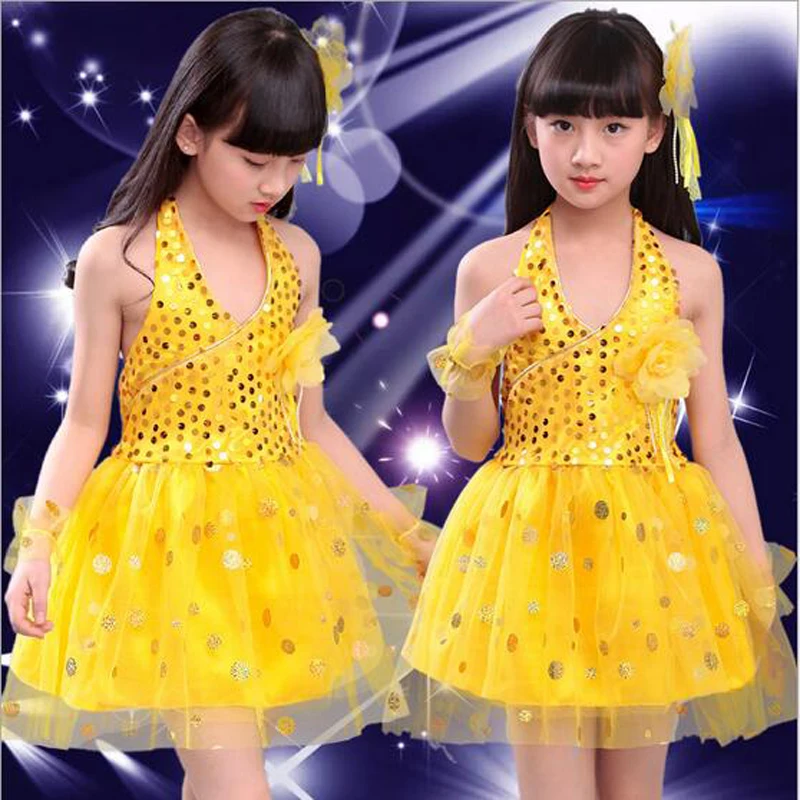 Girls Latin Dance Costumes Children Kids Sequins Fringe Stage Performance Dress Veil Competition Girls Ballroom Dance Costumes