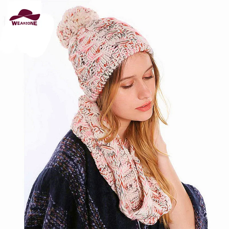 

Winter Hat and Scarf Set for women warmer thicken knitted burderry Ring scarves and knitting Hat Set Girls scarf wrap hat sets