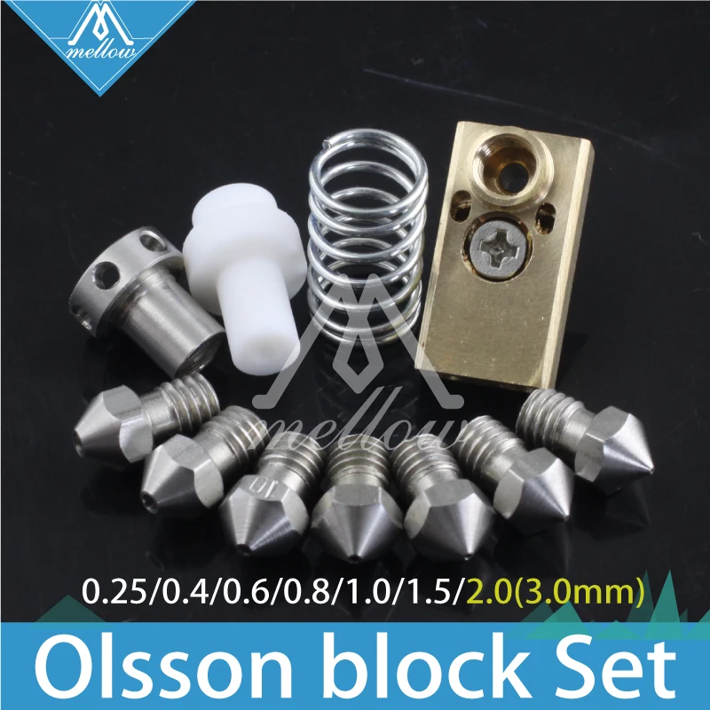 Pаспродажа 3D принтер обновления Ultimaker 2 + UM2 расширенный + Олссон блок сопла hotend комплект для 1,75 3 мм нити Heaterblock