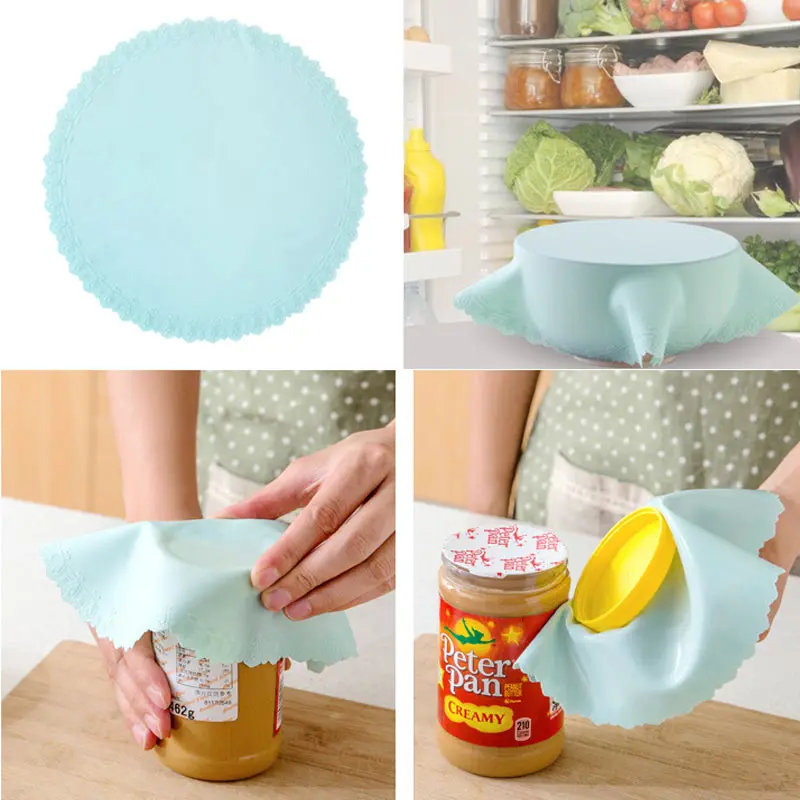 

1pc Food Grade Silicone Wrap Vacuum Container Cover Storage Lids Kitchen Tool Food Fresh Keeping Saran Lid High Stretch Seal