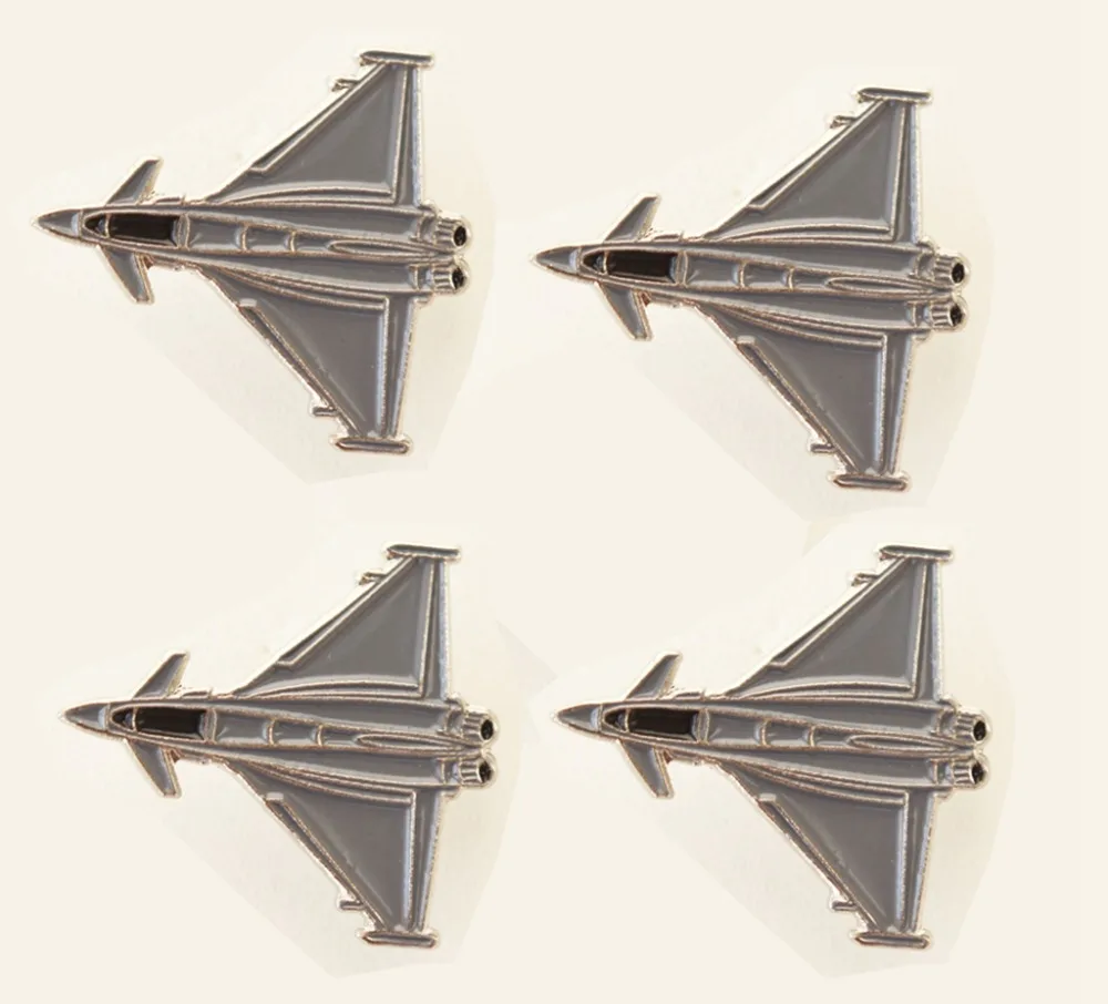 

LOTS 5pcs Euro Fighter Plane Aircraft Pilot Lapel Hat Tie Pin Badge Aviator Gift Souvenir Fans Gifts Jewelry 2.5X 2.25 CM