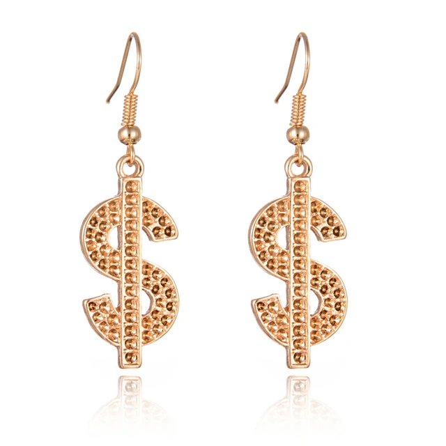 2017 Simple Design Money Dollar Sign Pendant Earrings New Trendy 2017 Simple Design Money Dollar Sign Pendant Earrings New Trendy Women Jewelry Gold Stainless Steel Punk