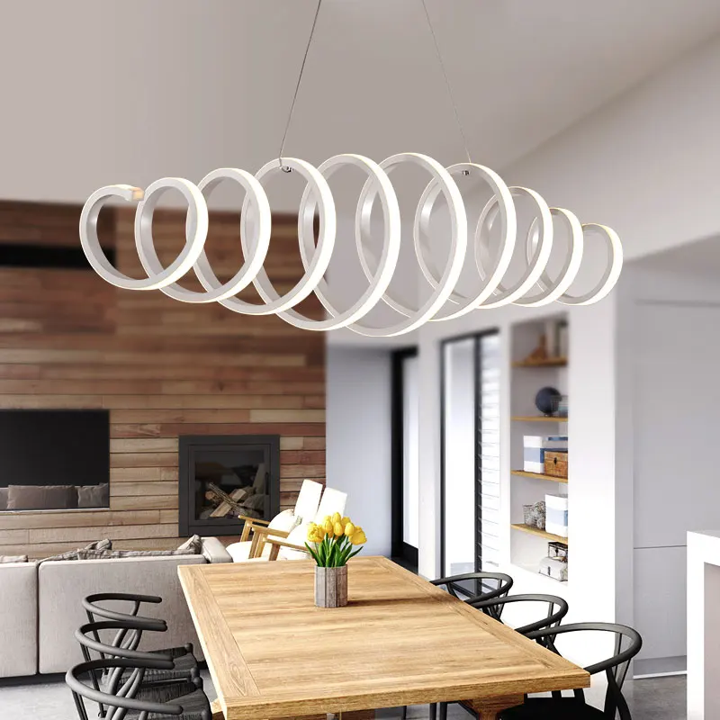 Creative White Acrylic Spring Pendant Lamp Dining Room Modern Led Pendant Lights Restaurant Suspension Luminaire Lustre Hanglamp