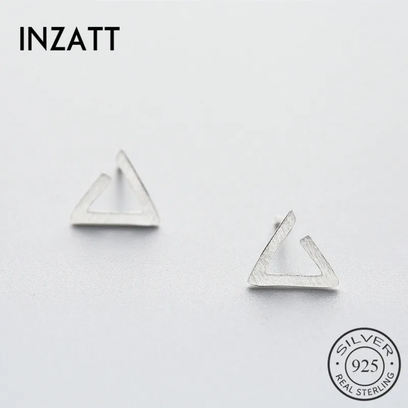 

INZATT Casual Real 925 Sterling Silver Brushed Hollow Triangle Stud Earrings 2018 Fashion Jewelry Accessories Gift For Women