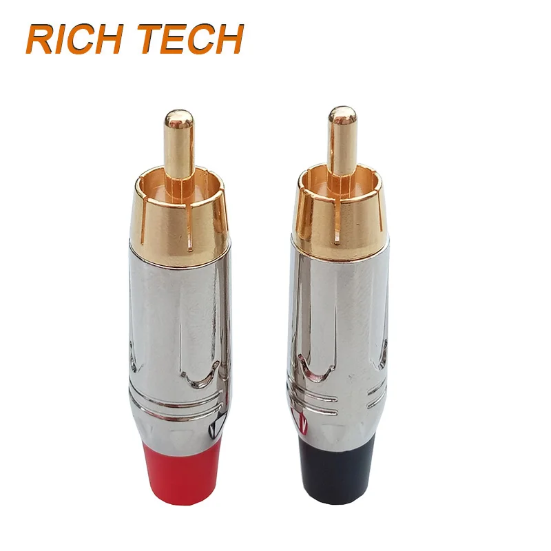 100 шт./лот Позолоченные RCA Plug Никель/хромированная трубка разъем Динамик провод R