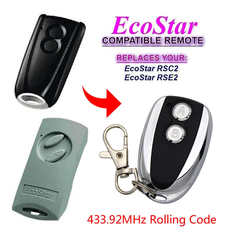 

ECOSTAR RSE2 RSC2 433MHz rolling code remote control Ecostar remotes With Battery