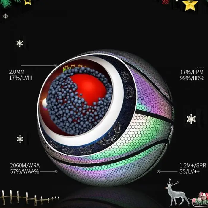 Светящийся уличный резиновый баскетбольный мяч ночной игровой поезд PU резиновый люминесцентный светящийся Радужный Свет детский